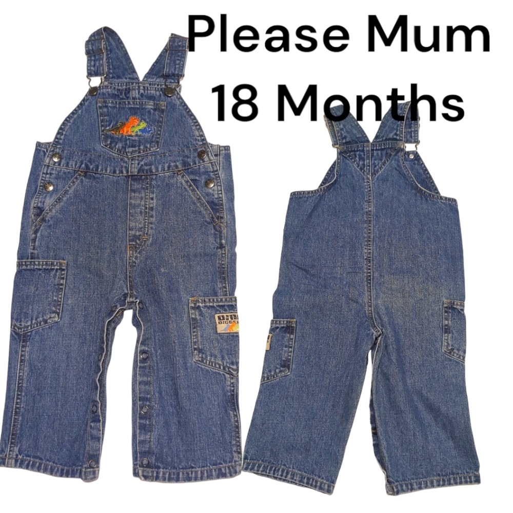 Please Mum Blue Denim Overalls 18 Months